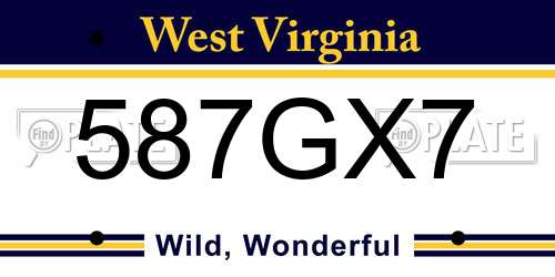 587GX7 West Virginia License Plate