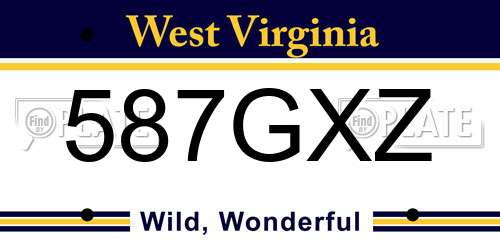 587GXZ West Virginia License Plate