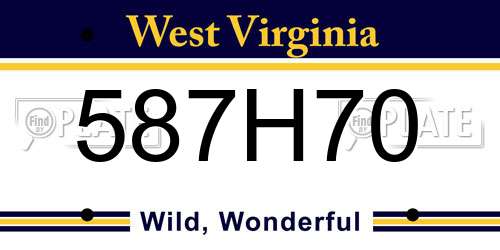 587H70 West Virginia License Plate