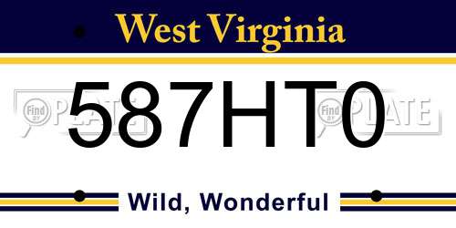 587HT0 West Virginia License Plate