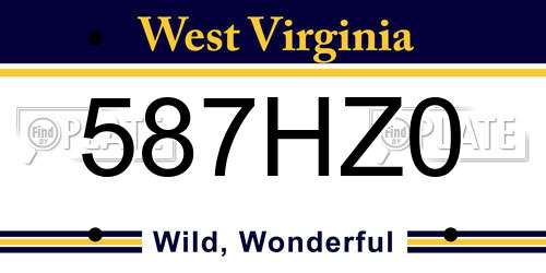 587HZ0 West Virginia License Plate