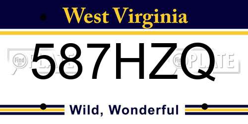 587HZQ West Virginia License Plate