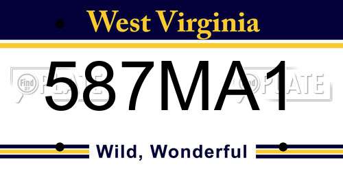 587MA1 West Virginia License Plate