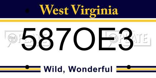 587OE3 West Virginia License Plate