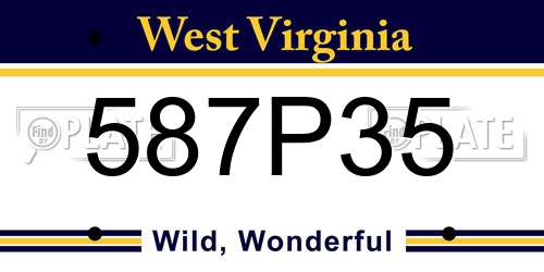587P35 West Virginia License Plate