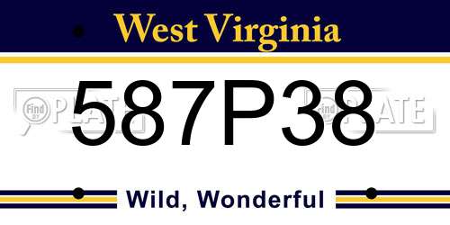587P38 West Virginia License Plate