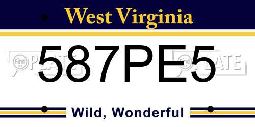 587PE5 West Virginia License Plate