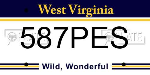587PES West Virginia License Plate