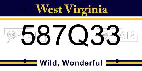 587Q33 West Virginia License Plate