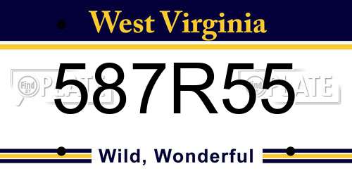 587R55 West Virginia License Plate