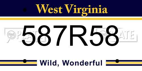 587R58 West Virginia License Plate