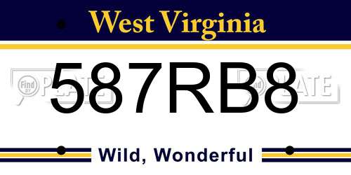 587RB8 West Virginia License Plate