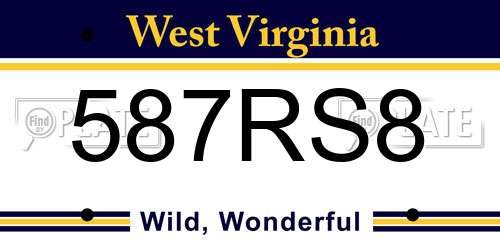 587RS8 West Virginia License Plate