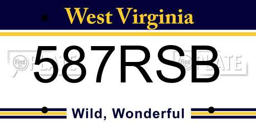 587RSB West Virginia License Plate