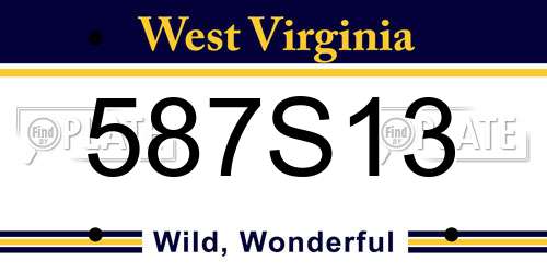 587S13 West Virginia License Plate