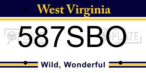 587SBO West Virginia License Plate