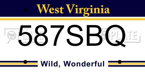 587SBQ West Virginia License Plate