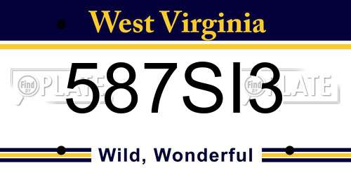 587SI3 West Virginia License Plate