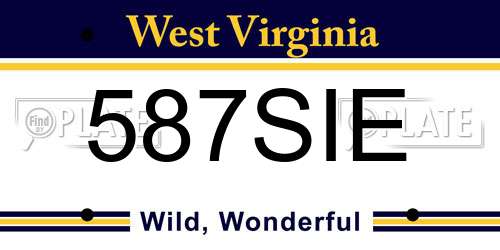 587SIE West Virginia License Plate