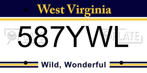 587YWL West Virginia License Plate