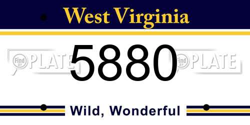 5880 West Virginia License Plate