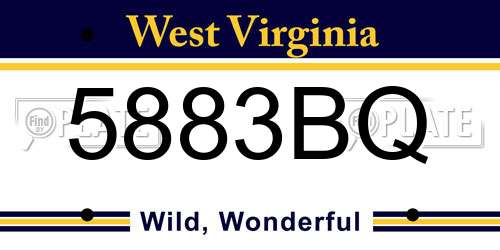 5883BQ West Virginia License Plate