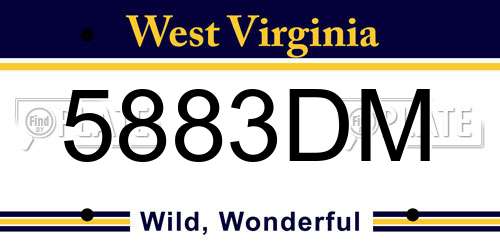 5883DM West Virginia License Plate