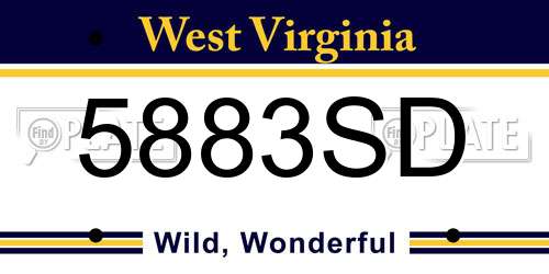5883SD West Virginia License Plate