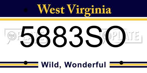 5883SO West Virginia License Plate