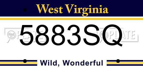 5883SQ West Virginia License Plate