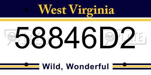 58846D2 West Virginia License Plate