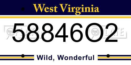 58846O2 West Virginia License Plate