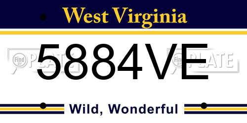 5884VE West Virginia License Plate