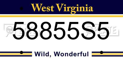 58855S5 West Virginia License Plate
