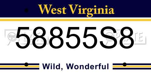 58855S8 West Virginia License Plate