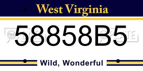 58858B5 West Virginia License Plate