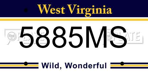 5885MS West Virginia License Plate