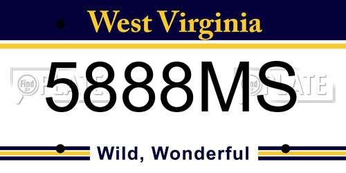 5888MS West Virginia License Plate