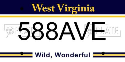 588AVE West Virginia License Plate