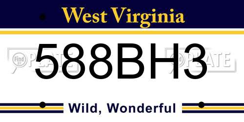 588BH3 West Virginia License Plate