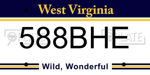 588BHE West Virginia License Plate