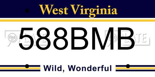 588BMB West Virginia License Plate