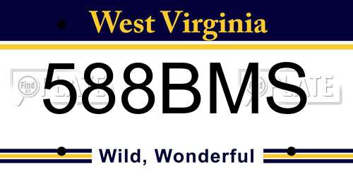 588BMS West Virginia License Plate