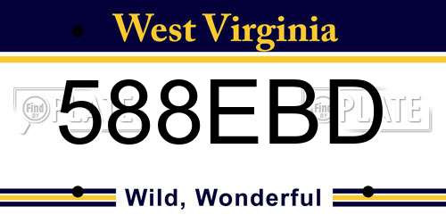 588EBD West Virginia License Plate