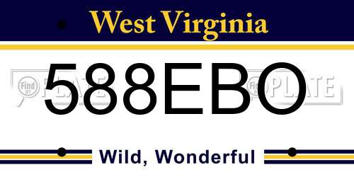 588EBO West Virginia License Plate