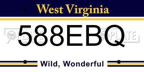 588EBQ West Virginia License Plate