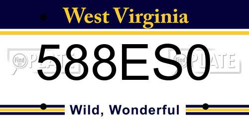 588ES0 West Virginia License Plate
