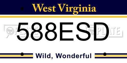 588ESD West Virginia License Plate
