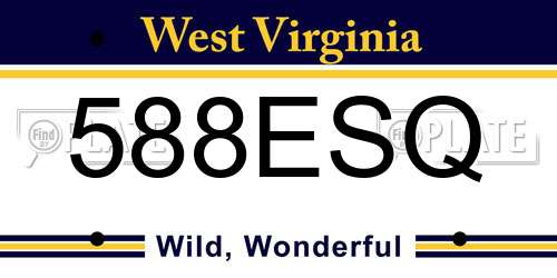 588ESQ West Virginia License Plate
