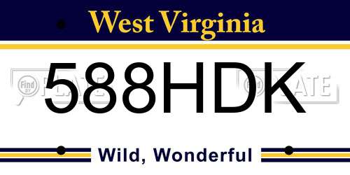 588HDK West Virginia License Plate